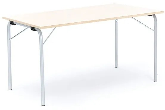 Skladací stôl NICKE, 1400x700x720 mm, laminát - breza, strieborná