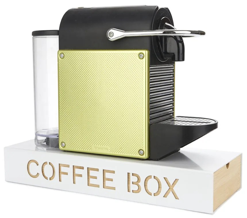 Box na kávové kapsuly a stojan, BALVI Coffee Box, biely kov