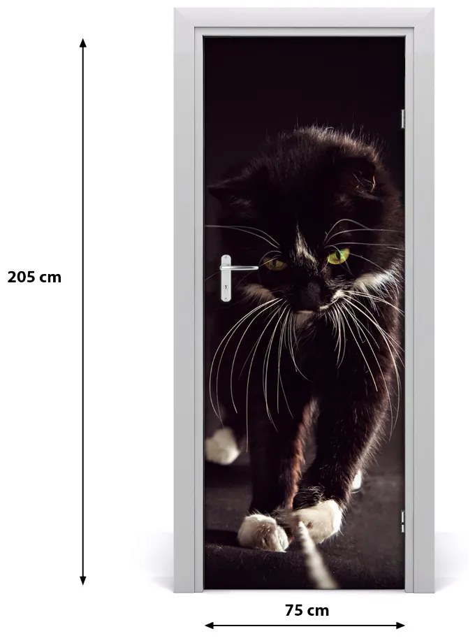 Samolepiace fototapety na dvere čierna mačka 75x205 cm