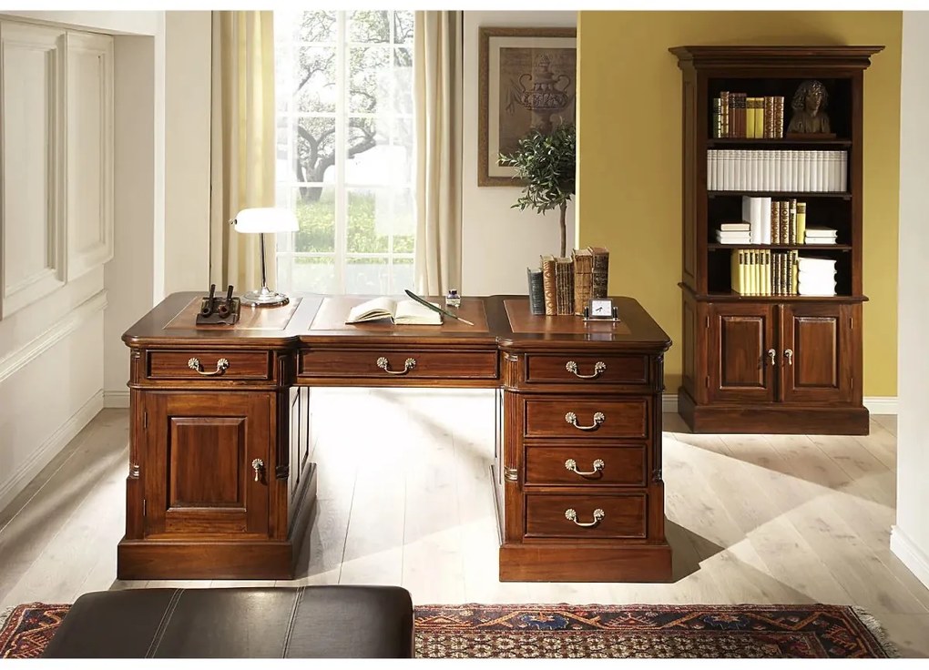 furniture-nabytek.cz - Masívny písací stôl Cambridge z mahagónu, lakovaný, hnedý – 160×80×80 cm