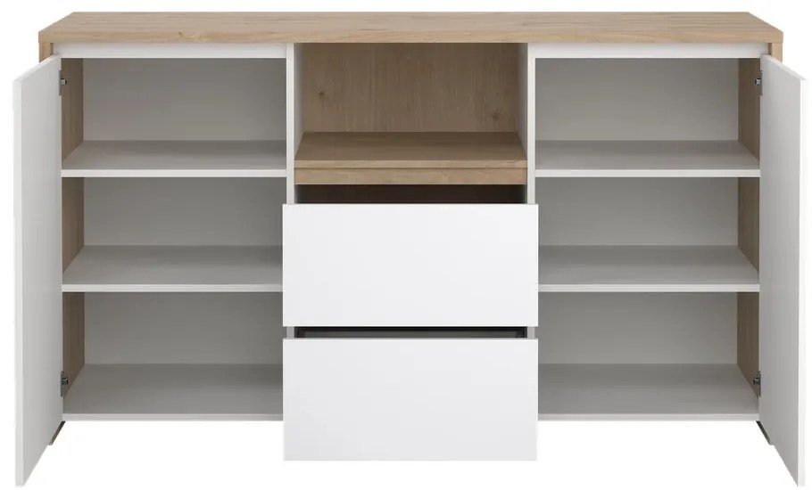 Biela/v prírodnej farbe komoda v dekore duba 149x84x48 cm Next – Tvilum