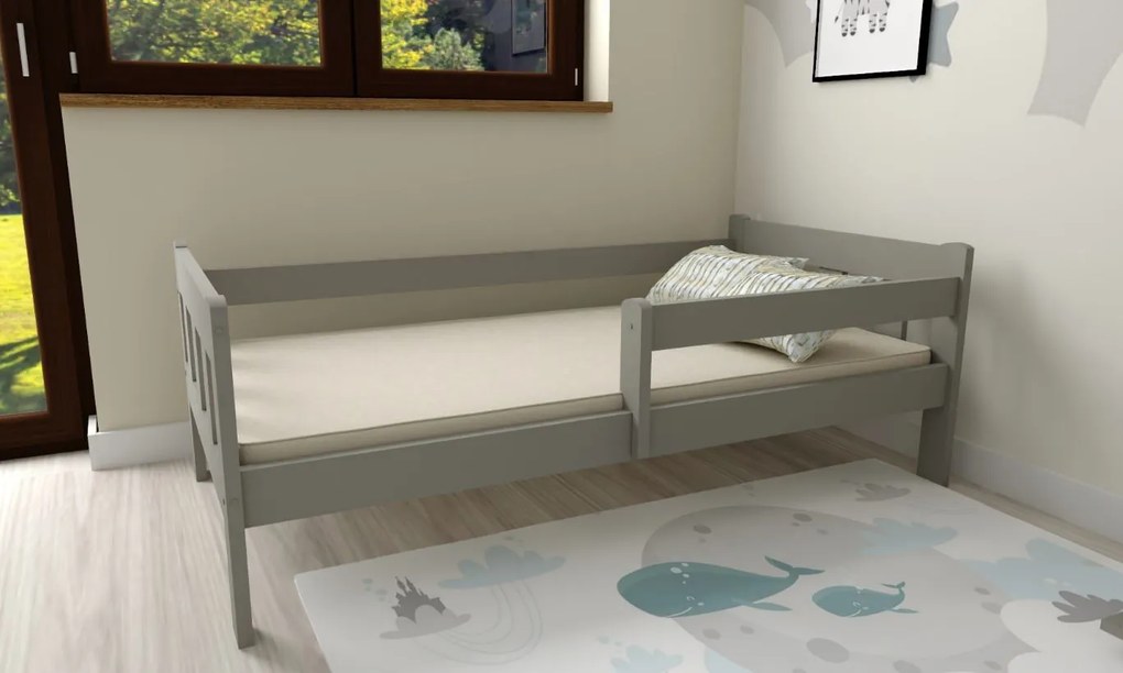 Detská posteľ MAJA z masívu borovice - 200x90 cm - šedá