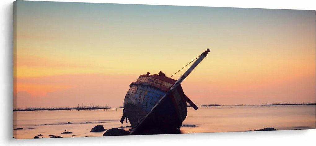 Obraz - Stroskotaná loď (120x50 cm)