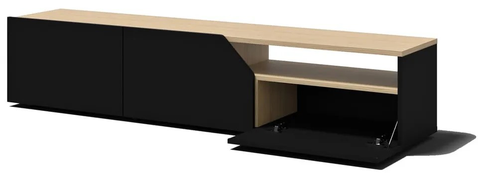 TV stolík s doskou v dekore duba v čierno-prírodnej farbe 180x38 cm Verone – TemaHome