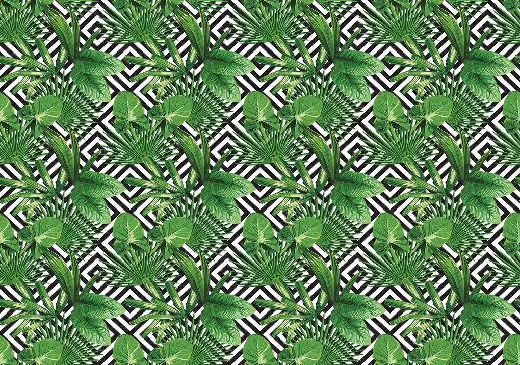 Fototapeta - Geometria a listy (254x184 cm)
