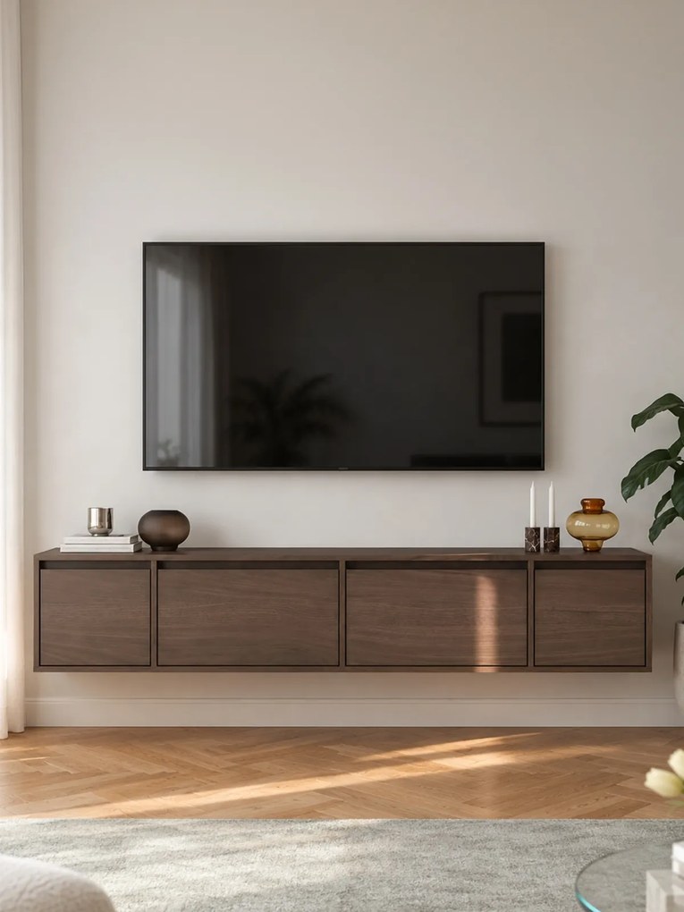 Závesná TV skrinka Zolia 180 cm štvordverová - orech elegant