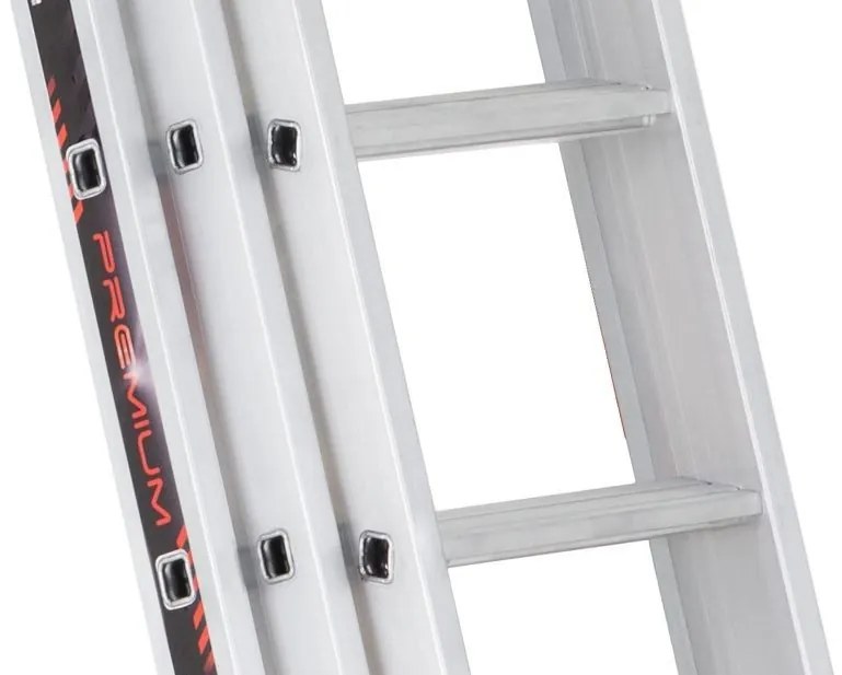 Hliníkový trojdielny rebrík ALVE PREMIUM s nášľapmi, 3x9 priečok, dĺžka 6,08 m