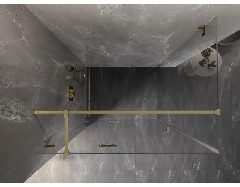 Mexen Lunar T, sklápací sprchový kút ľavý 115 x 80 cm, 8mm číre sklo, zlatý matný profil, 834T-115-080-55-00-L