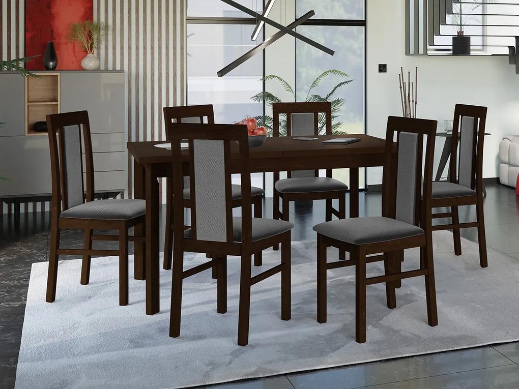 Rozkladací stôl so 6 stoličkami - AL34, Morenie: Orech - L, Poťahové látky: 26x - Kronos 22