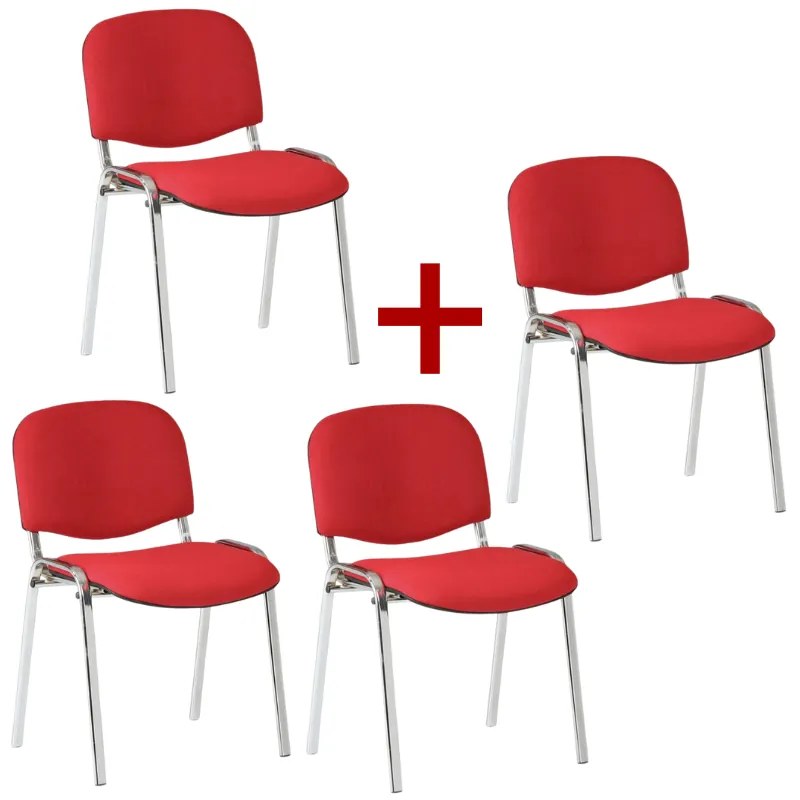 Antares Konferenčná stolička VIVA chróm 3+1 ZADARMO, červená