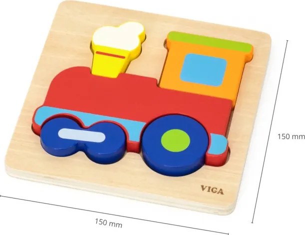 Drevené puzzle na podložke Viga 44783 Lokomotíva