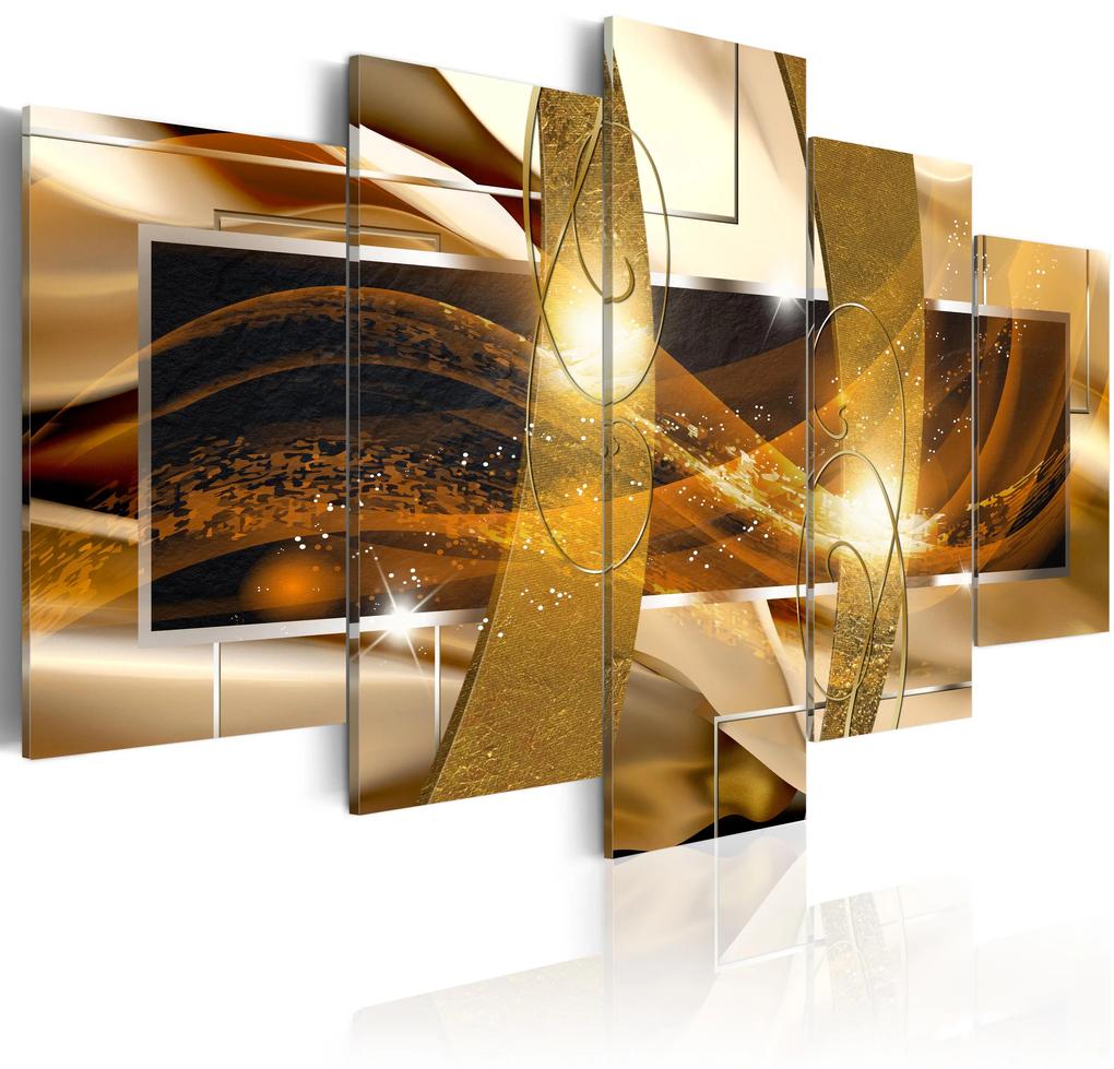 Artgeist Obraz - Golden Lava Veľkosť: 225x112.5, Verzia: Premium Print