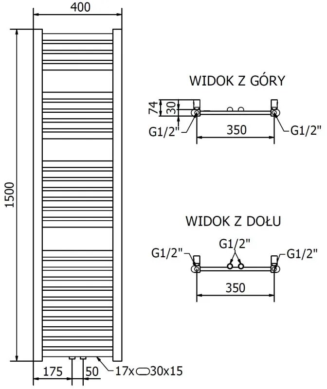 Mexen Hades, vykurovacie teleso 1500x400 mm, 453 W, zlatá lesklá, W104-1500-400-00-50