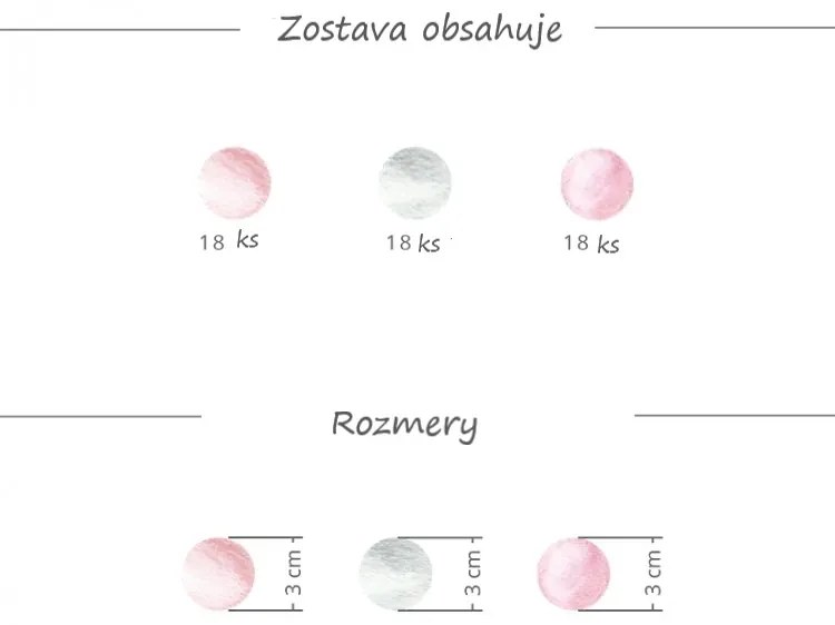 Nálepka na stenu Pastelové guľky, pink