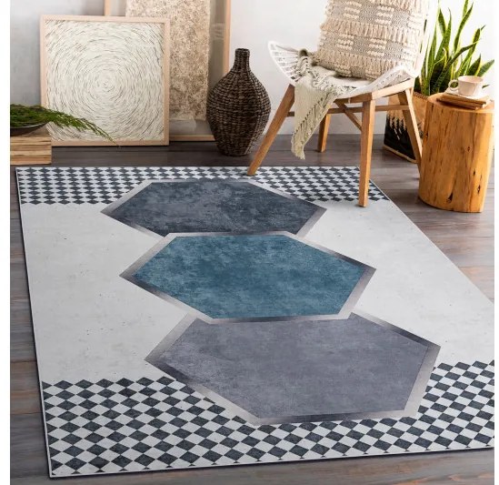 Dywany Łuszczów, Kusový koberec ANDRE Diamonds 1863, 160x220, modrá, chodba / predsieň