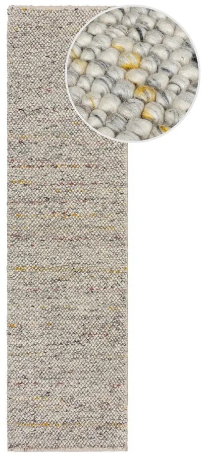 Krémový ručne tkaný behúň s prímesou vlny 60x230 cm Minerals – Flair Rugs