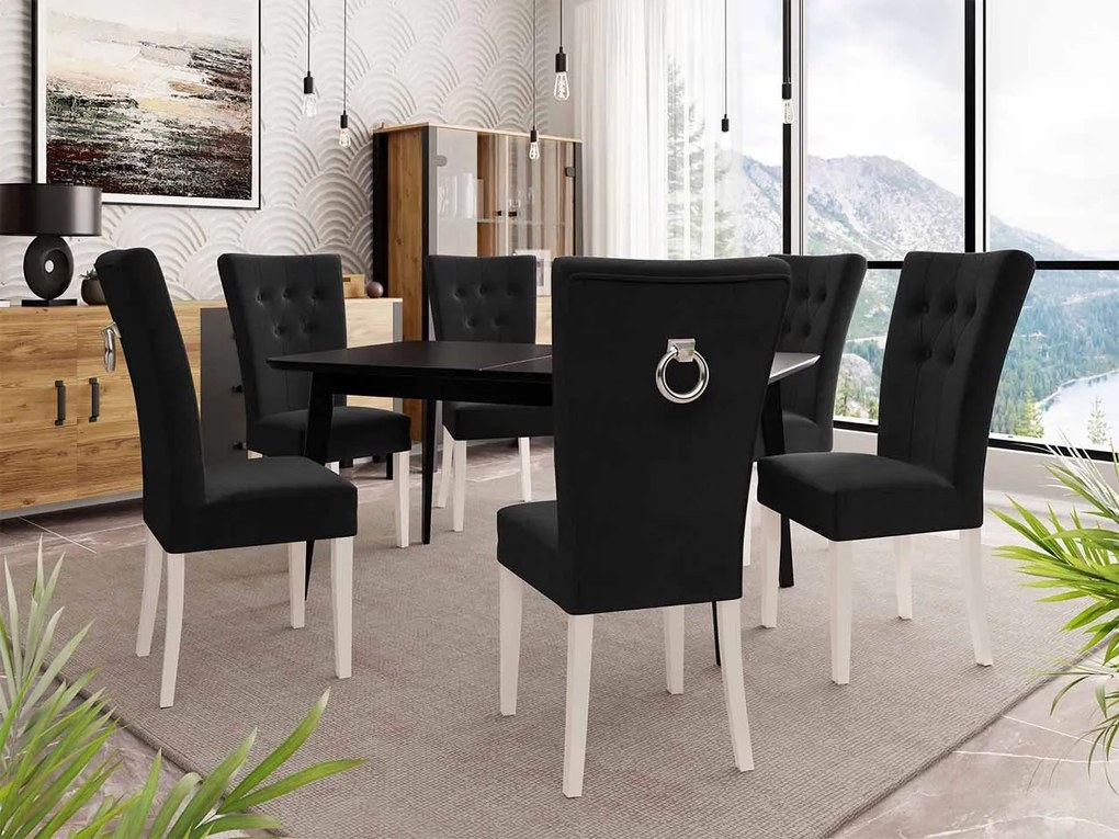 Čalúnená jedálenská stolička ST67 + klopadlo, Farby: čierna, Potah: Magic Velvet 2217