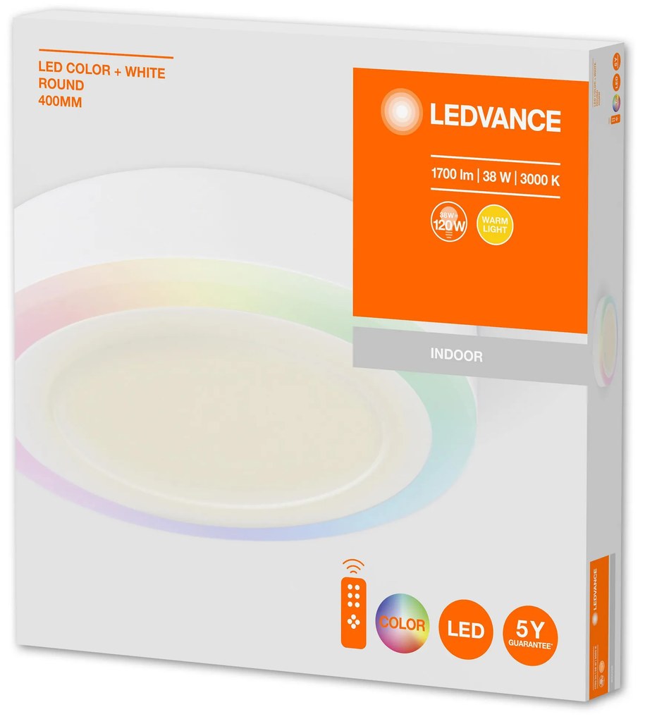 LEDVANCE Nástenné / stropné osvetlenie LED COLOR WHITE RD, 38W, teplá biela, RGB, 40cm, okrúhle