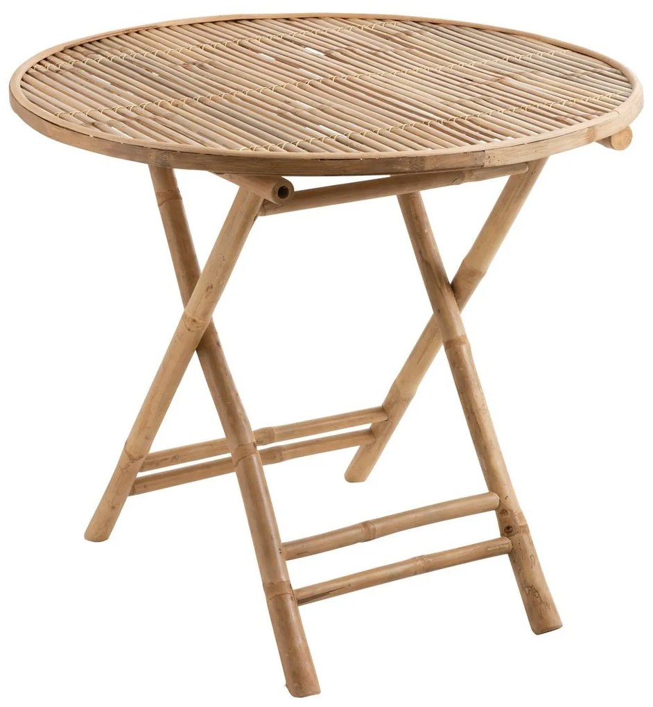 Prírodný bambusový kulatý skládací odkladací stolík Bamboo Pliable - Ø 90*76cm
