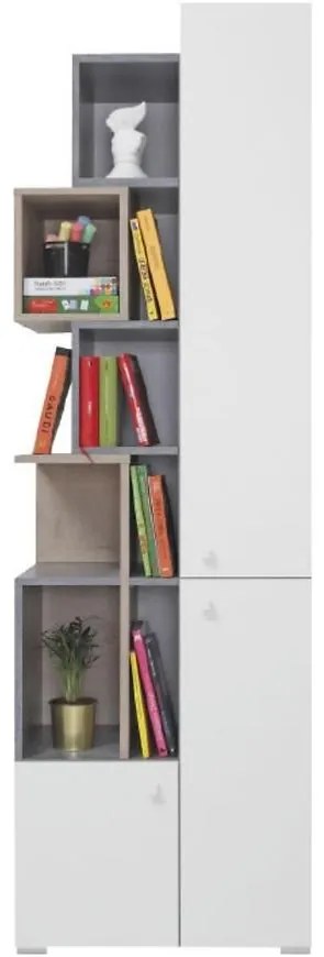 Regál Sigma betón/biela/dub 60 SI4