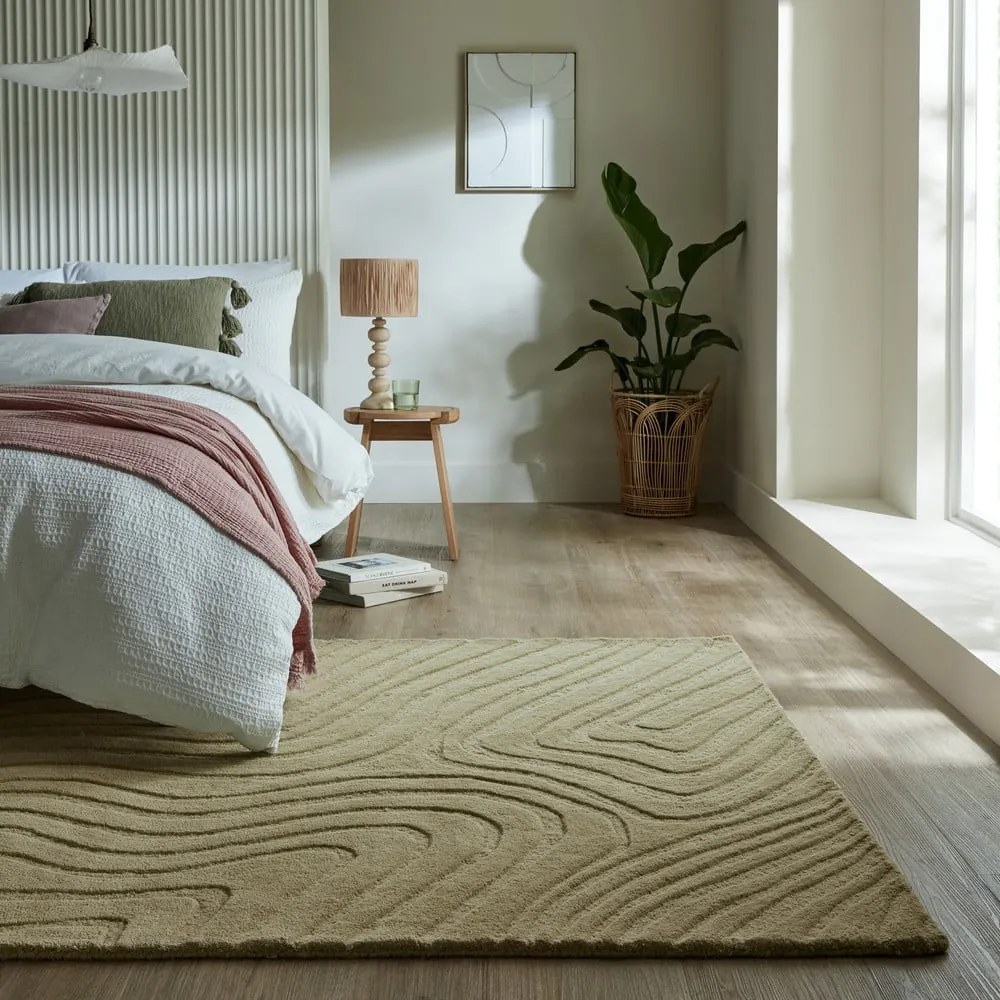 Kaki ručne tkaný vlnený koberec 200x290 cm Mesmerise Sage – Flair Rugs