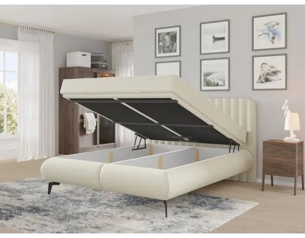 Čalúnená posteľ s matracmi a úložným priestorom ALEXA 160x200 cm béžová