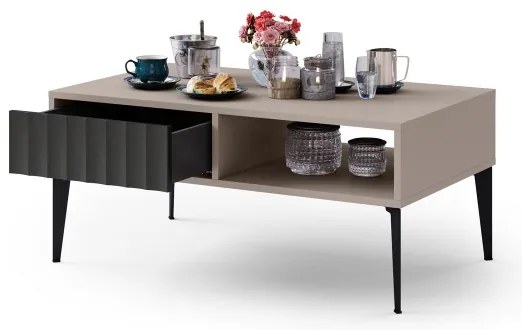 Konferenčný stolík so zásuvkou RONJA taupe/čierna