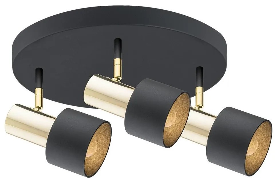 Argon 6006 - Bodové svietidlo DORIA 3xE27/15W/230V čierna/mosadz