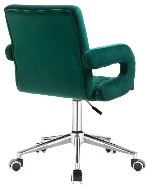LuxuryForm DESIGN Stolička BOSTON VELUR na striebornej podstave s kolieskami - zelená