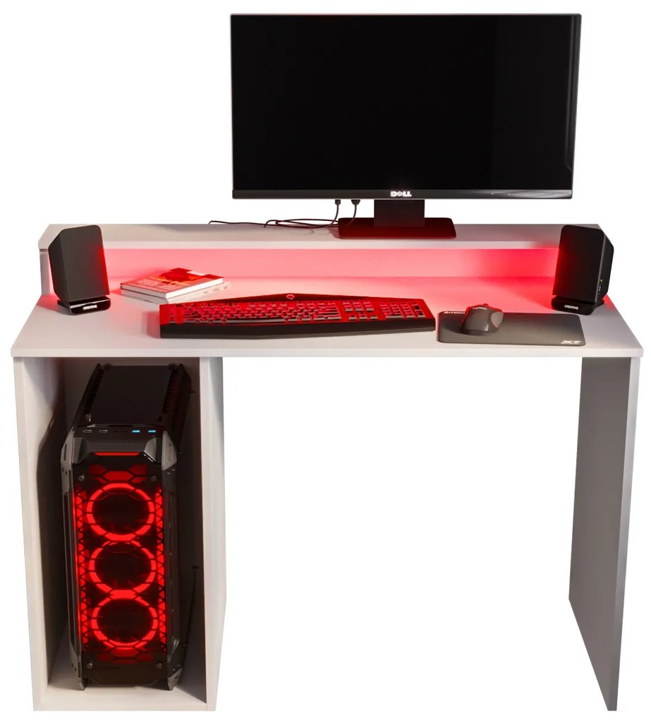Herný PC stolík Garrick 2 (biely) (s LED RGB osvetlením). Akcia -71%. Vlastná spoľahlivá doprava až k Vám domov. 1064136