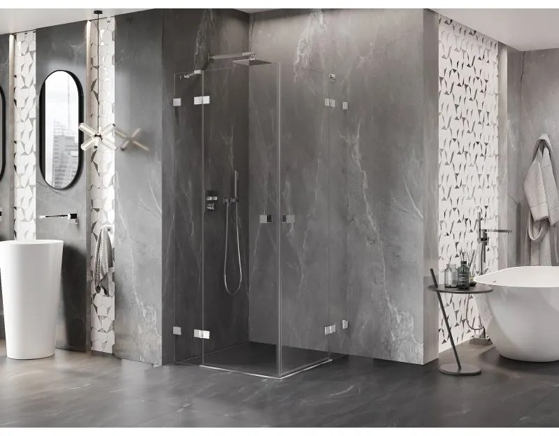 Mexen Lunar Duo, výklopný sprchový kút 85 x 85 cm, 8mm číre sklo, chrómový profil, 834-085L-085P-01-00