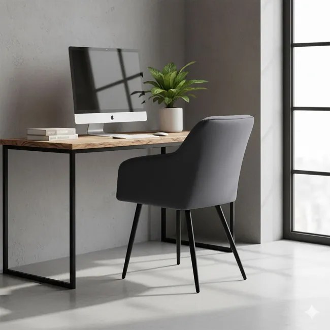 Sada šiestich jedálenských stoličiek DIAMANTE zamatové, grafitové / čierne nohy (6 ks)