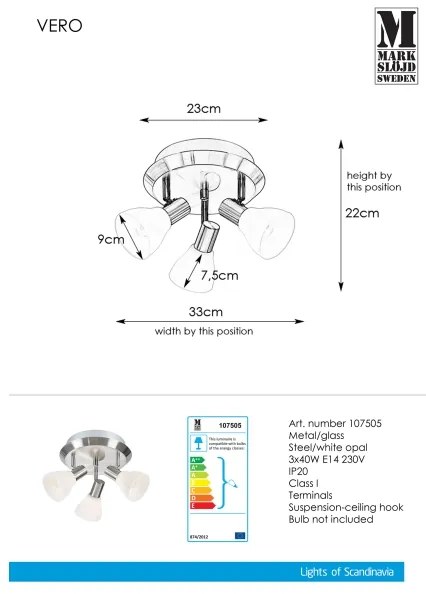 Markslöjd 107505 - Bodové svietidlo VERO 3xE14/40W/230V chróm