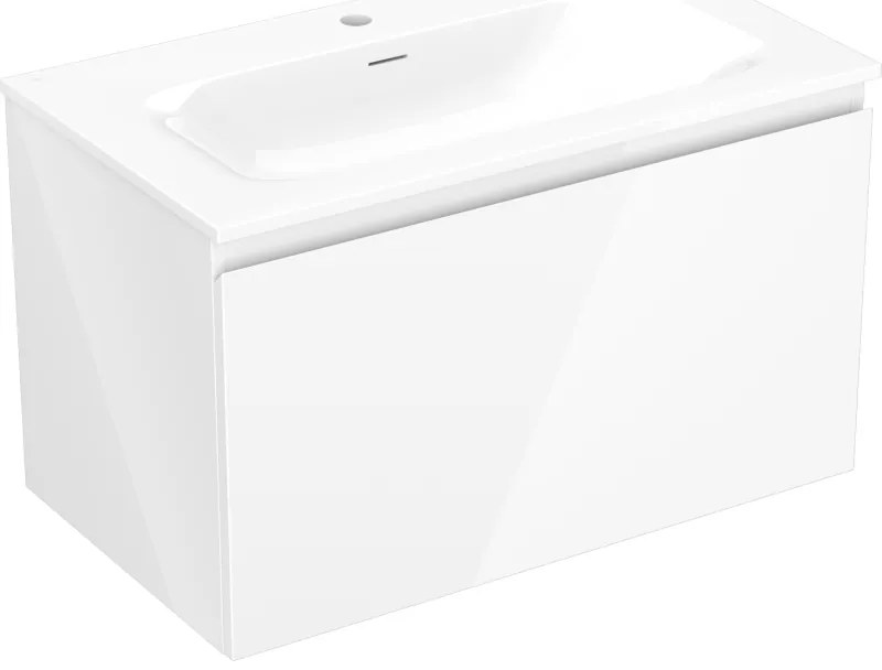Mexen Orio, kúpeľňová skrinka 80 cm s umývadlom Vela, 1 zásuvka, biela lesklá, 91A10-08047-1-BF00-W23M00
