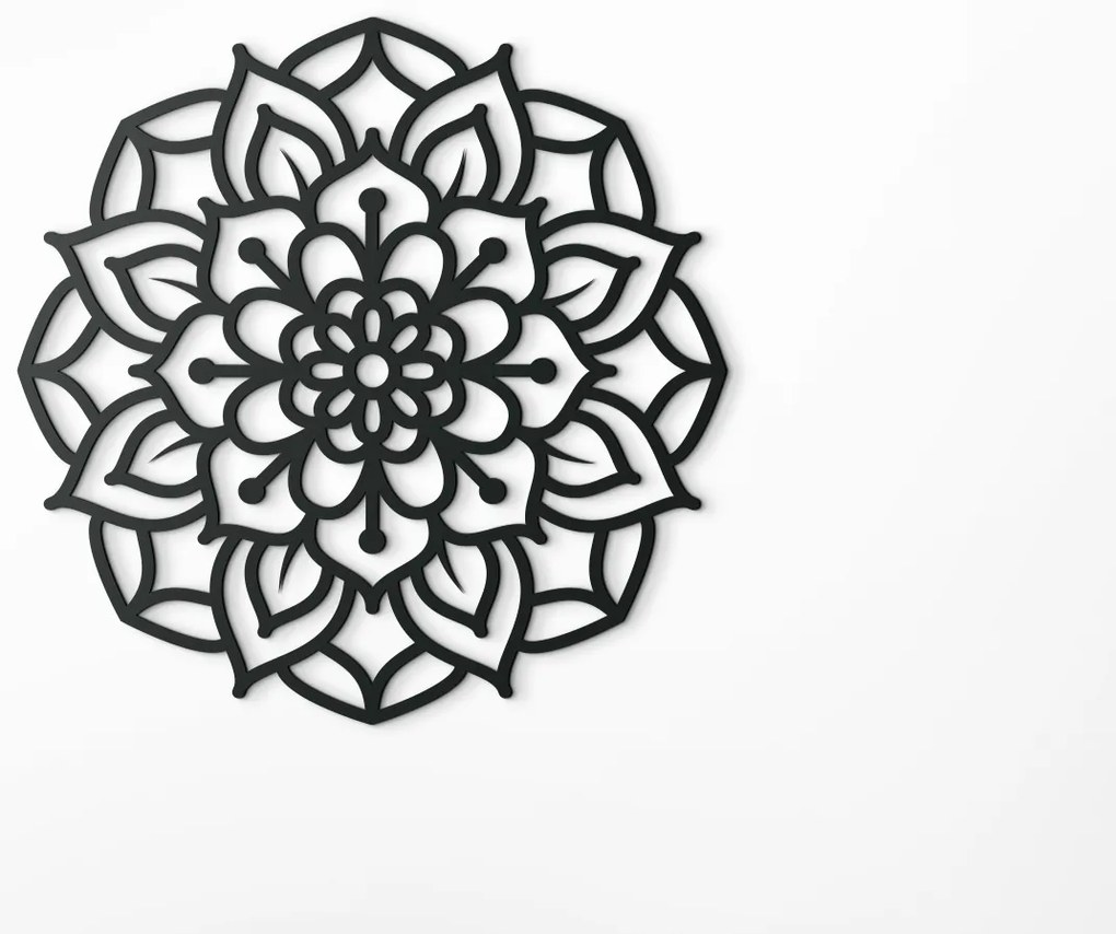 drevko Drevená mandala na stenu Rozkvit Rozmer obrazu: 44,5 x 44,5 cm, Farba dekorácie: Čierna