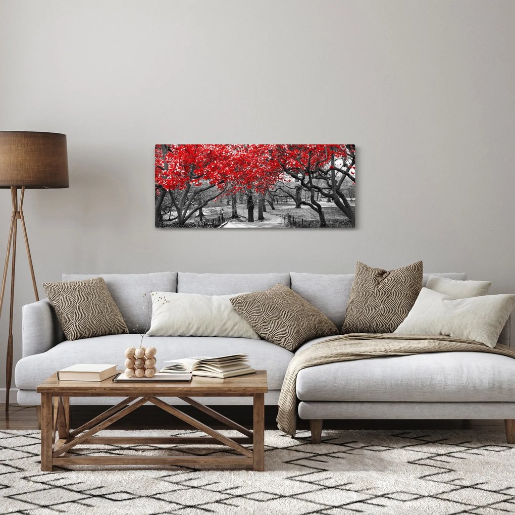 Obraz - Červené stromy, Central Park, New York (120x50 cm)
