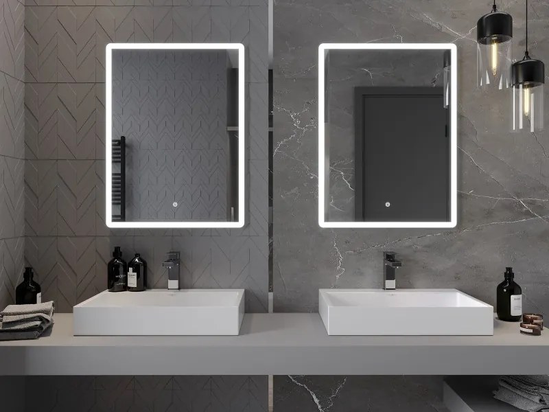 Mexen Navia, LED kúpeľňové zrkadlo s podsvietením 60 x 80 cm, 6000K, ochrana proti zahmlievaniu, 9803-060-080-611-00