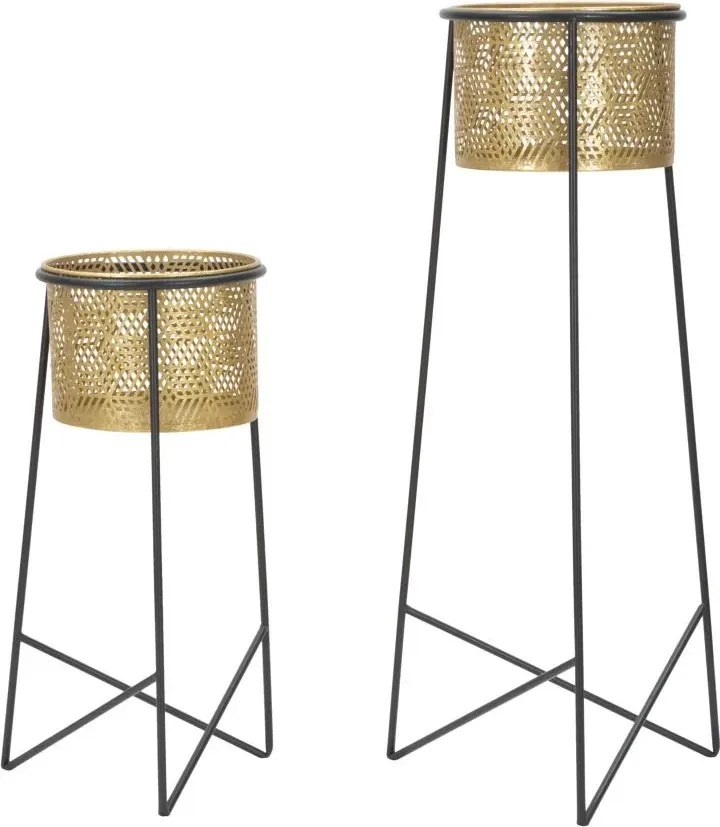 Sada 2 ks kvetinových stojanov Couple Exy čierno-zlatá