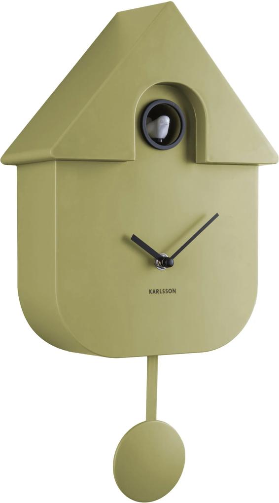 Nástenné hodiny Modern Cuckoo zelená 40 × 9 × 23 cm