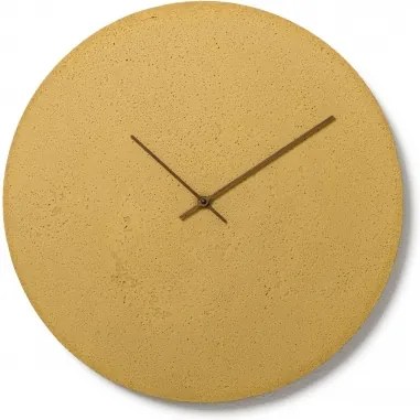 CLOCKIES CEMENT 50 nástenné hodiny Žltá Orechové drevo