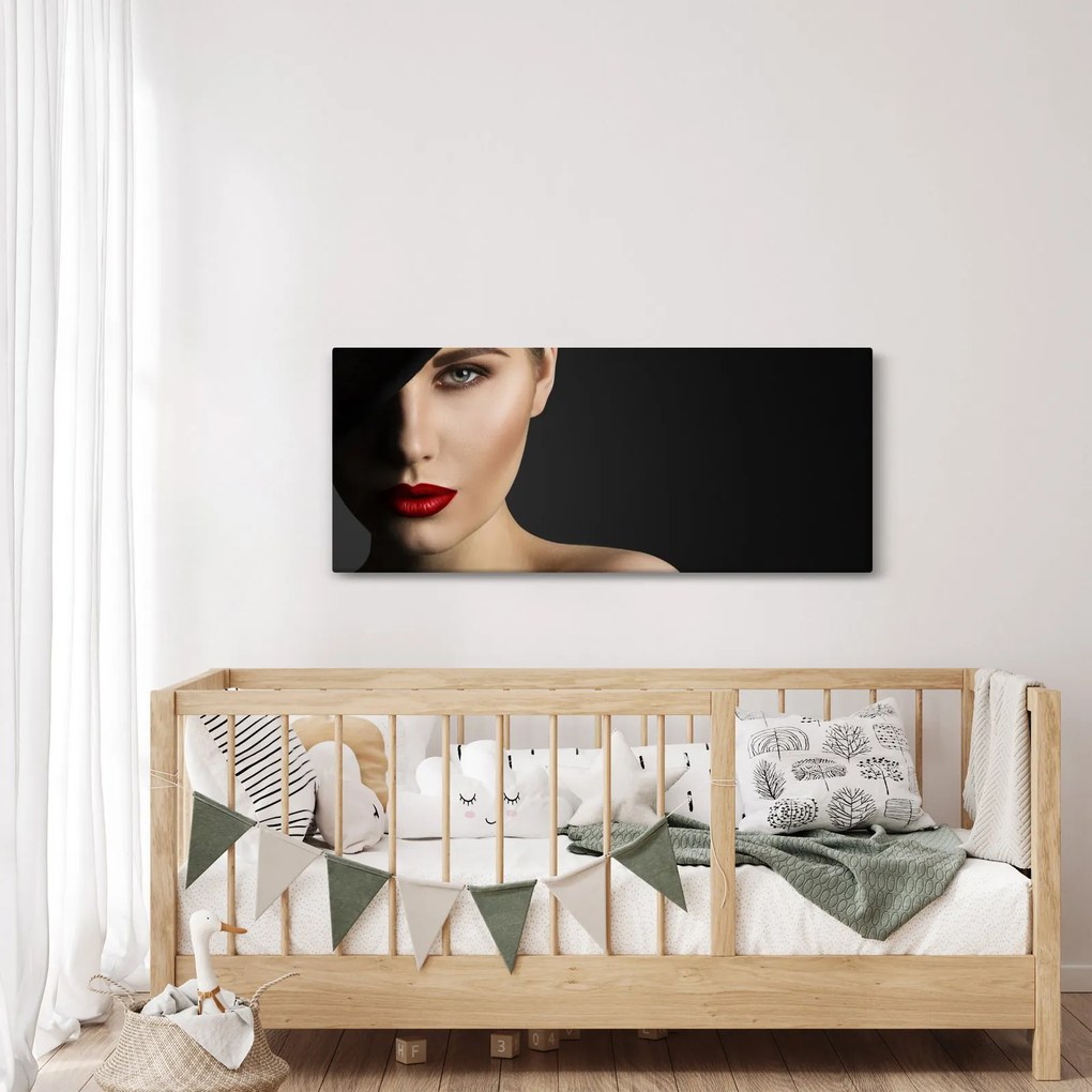 Obraz - Portrét ženy v klobúku (120x50 cm)