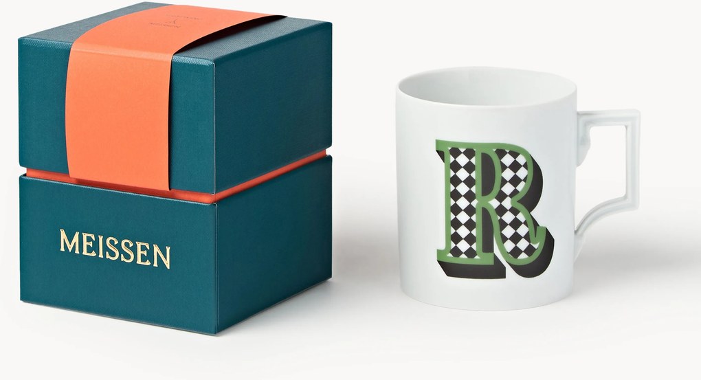 Westwing x MEISSEN, Ručne vyrobený hrnček's ozdobným motívom Initials