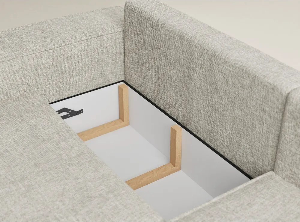 Béžová ženilková rozkladacia/s úložným priestorom rohová pohovka (pravý roh/do L) Tonga – Maison de Rêve