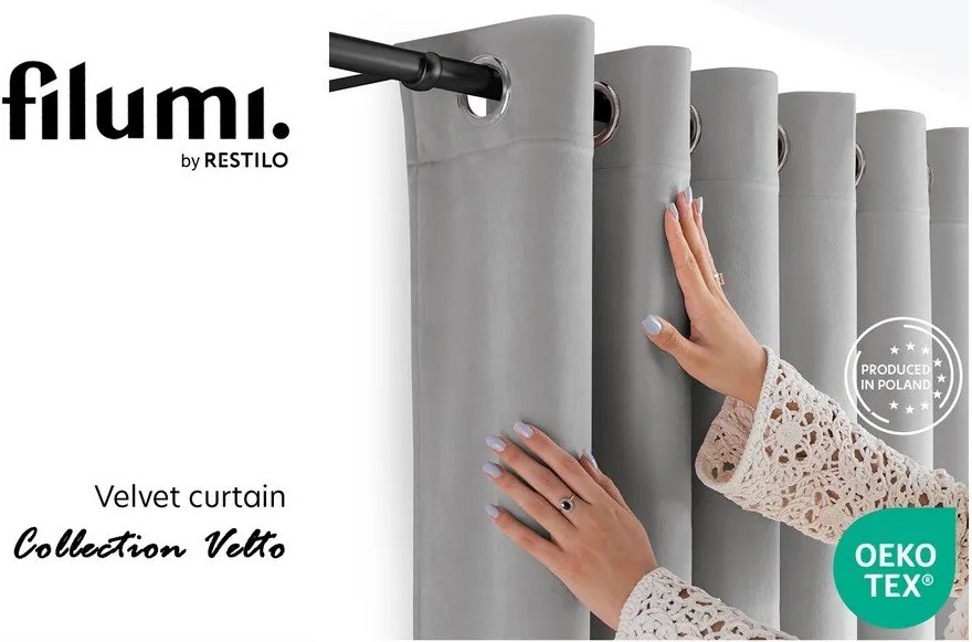 Sivý zamatový dimout záves 265x225 cm Velto – Filumi