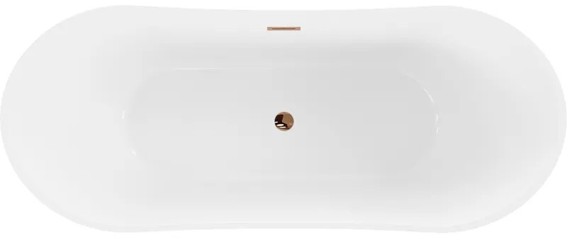 Mexen Celia, voľne stojaca vaňa 170 x 75 cm, biela-čierna, ružové zlato prepad, 52331707575-60