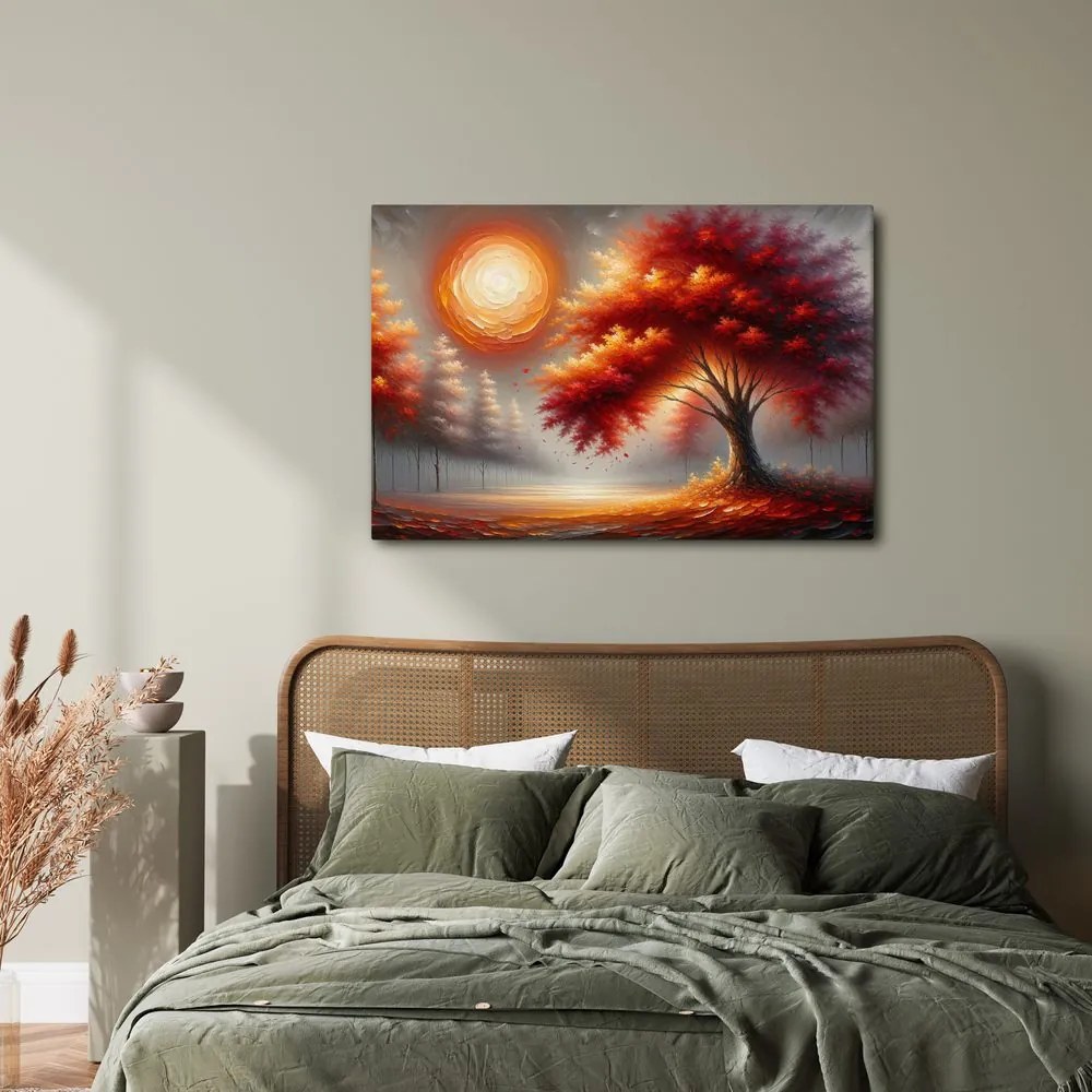 Obraz ohnivý strom života v jesennom slnku