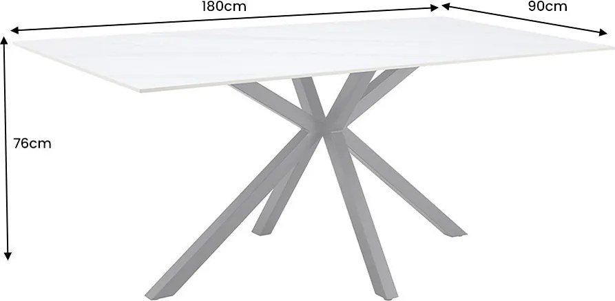Keramický jedálenský stôl Fabrico 180 cm biely