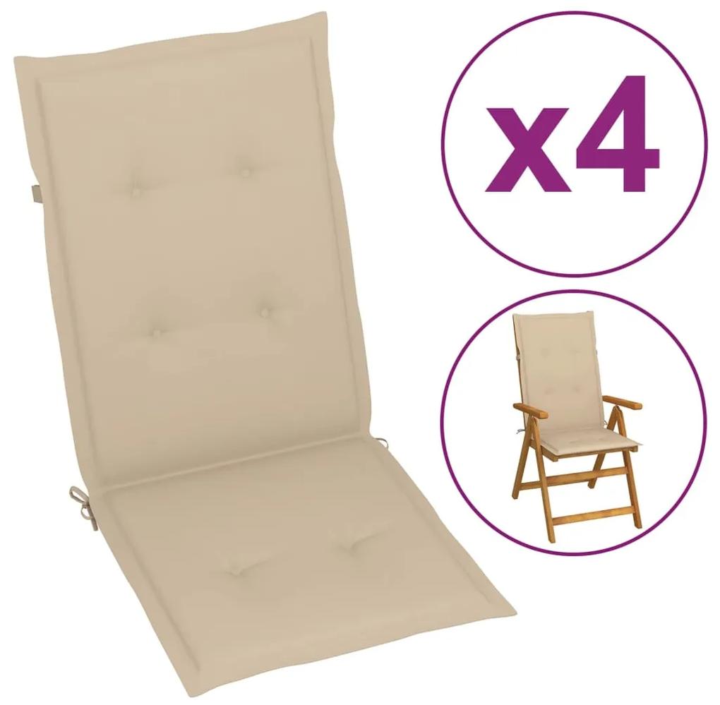 vidaXL Podložky na záhradné stoličky 4 ks, béžové 120x50x3 cm