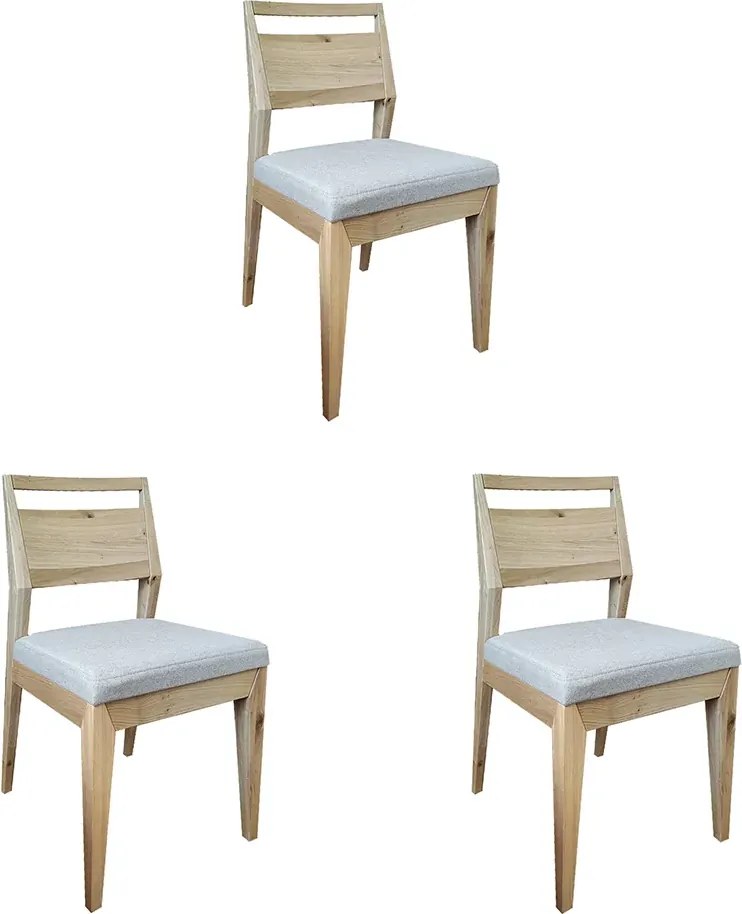 Moderné stoličky z masívu s textilným sedákom - set 3 ks