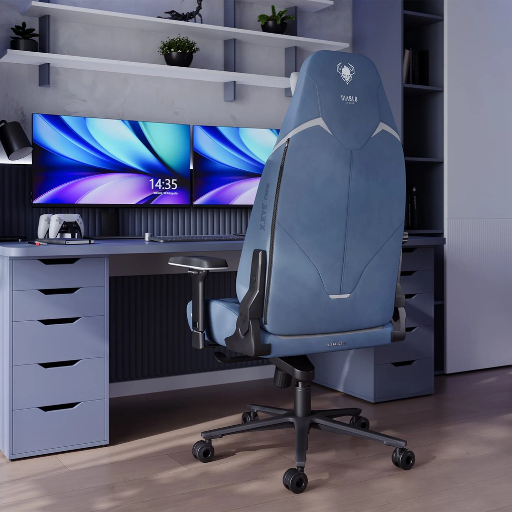 Modrá látková herná stolička Diablo X.Eye Prime Meta Ocean